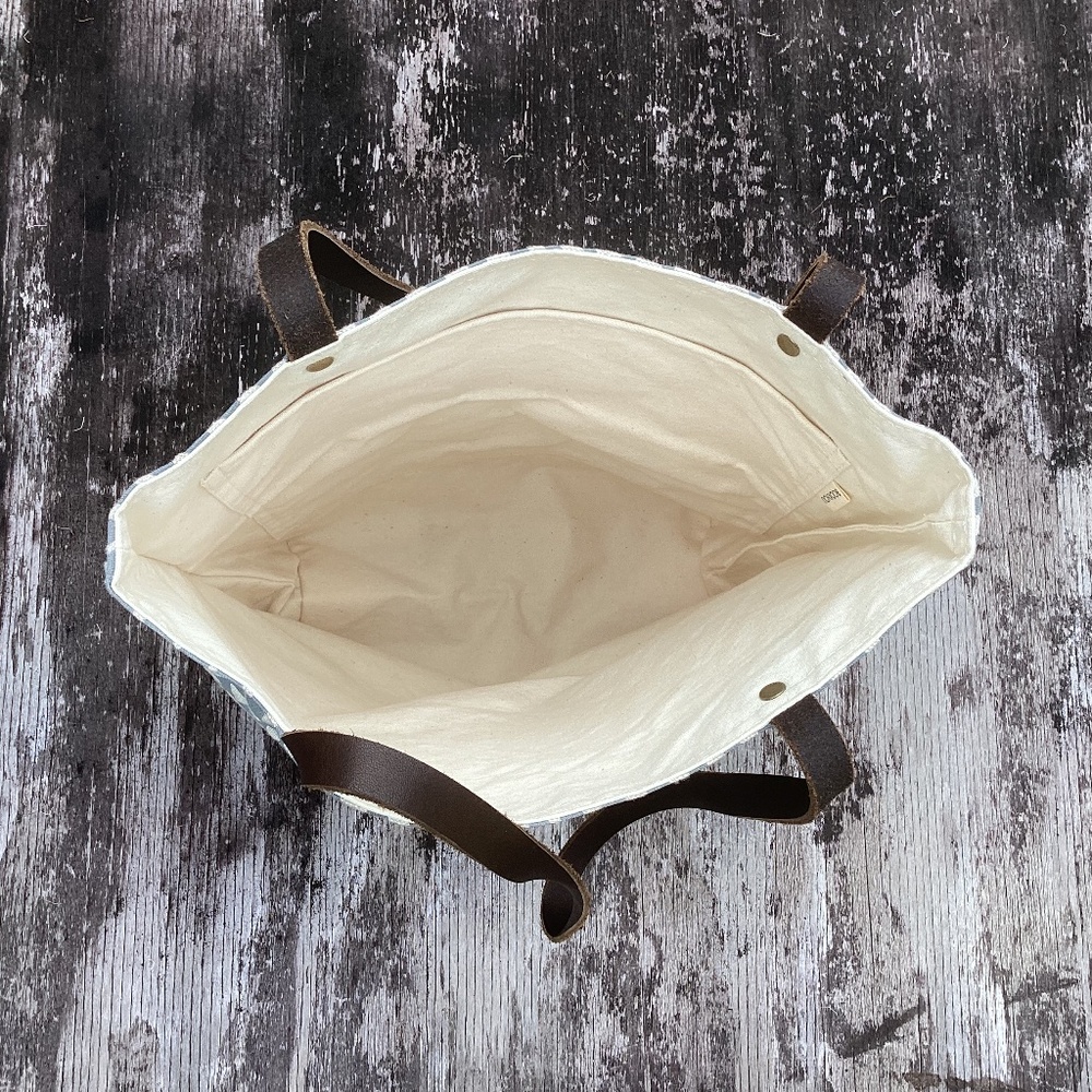 NEW bookhou tote BAG canvas + linen LEATHER strap - Picture 5 of 5